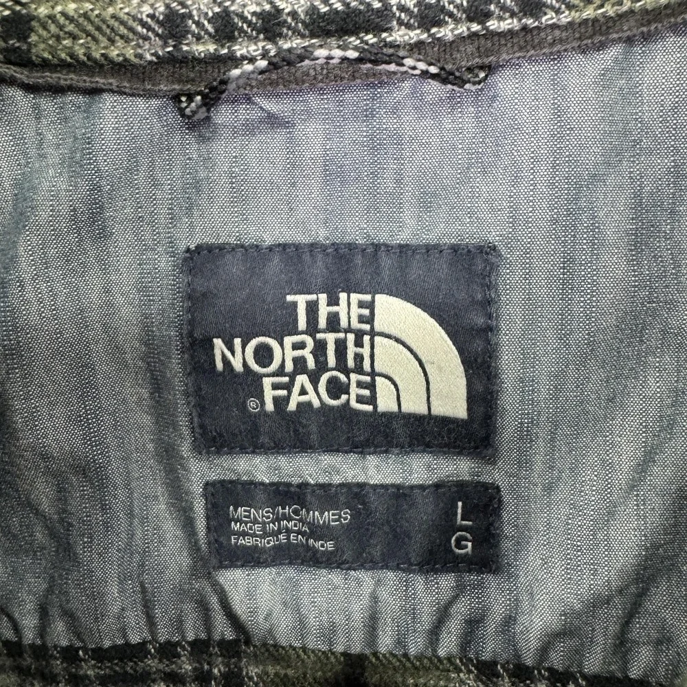 The North Face Shirt Mens Large Green Plaid Flannel Long Sleeve Button Up